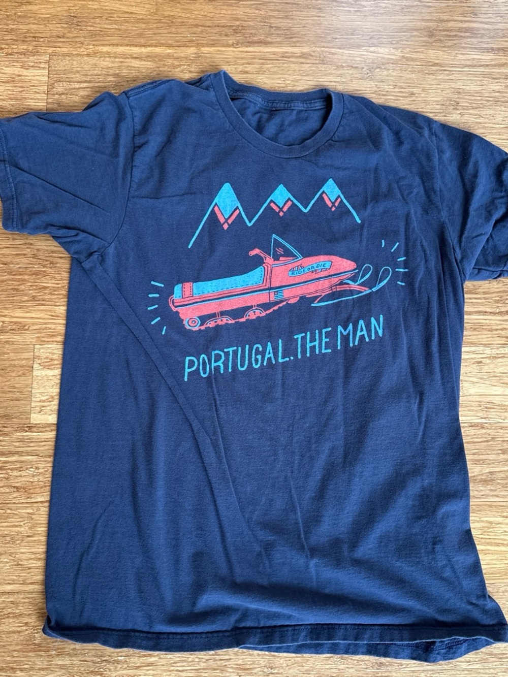 Portugall.the man Navy Graphic Band T‑Shirt